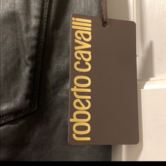 Roberto Cavalli black coated jeans